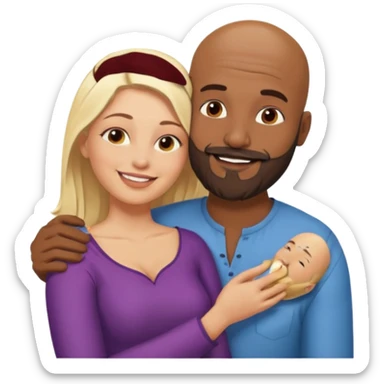 Naked bald Indian man with a beard spooning naked blonde woman sticker