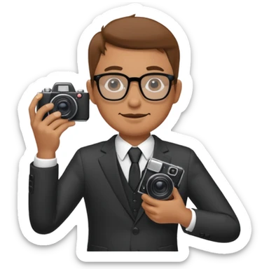 Hombre moreno con gafas haciendo fotos en una boda sticker