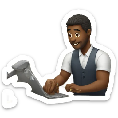 Man working at jewelry shop sticker