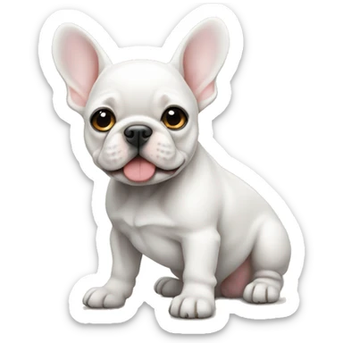 White Frenchie puppy sticker