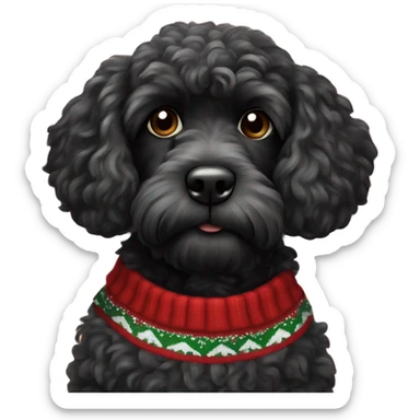 black cockapoo in christmas jumper sticker