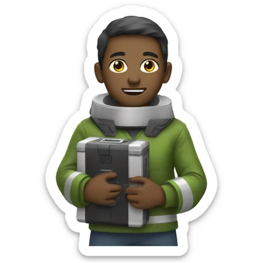 Kamarah with a battery pack sticker