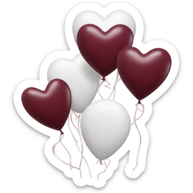 Maroon and white balloons and hearts  sticker