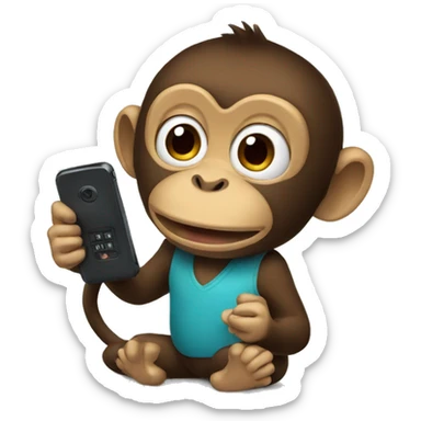 Monkey taking a phone sticker