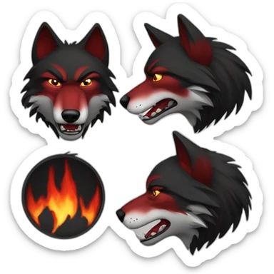 Red and black  Wolf angry face with fire sides sticker