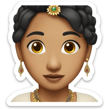 nepali girl with dark brown hair and nepali jewelry  sticker