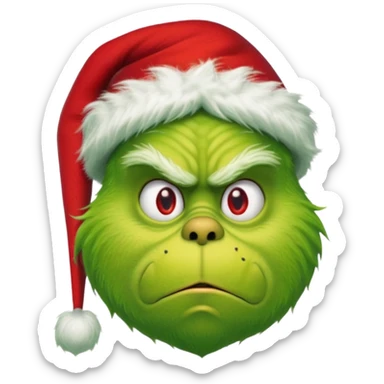grinch with christmas hat sticker