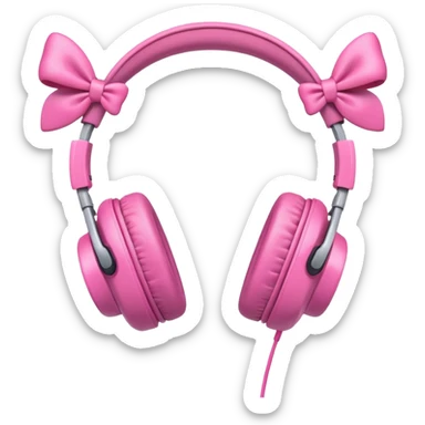 pink headphones with bows, cheerful and fun emoji style sticker