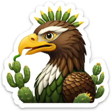 Royal eagle eating a snake on a cactus  sticker