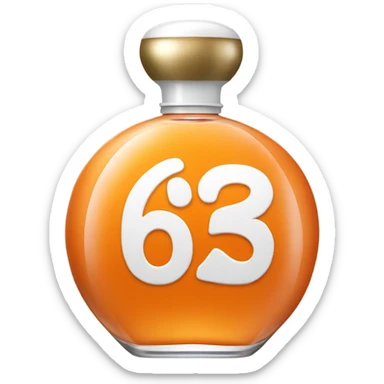 Orange perfume bottle with the number 62 in white color sticker
