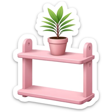 babypink shelf with a small plant on it sticker