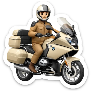 BMW RT1200 touring motorcycle with rider sticker