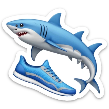 Tiburón con zapatillas azules sticker