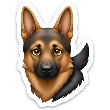 Cinematic German Shepherd Emoji, Strong and noble, Commanding and dignified design, rim lighting effect, rich tan and black tones, Simplified yet powerful features, highly detailed, glowing with a bold, confident glow, high shine, loyal and protective, stylized with an air of authority, poised and alert, blending realism with strength, soft glowing outline, clean and immaculate design, composed and alert pose, capturing the essence of a German Shepherd’s intelligence and loyalty in an easily recognizable and captivating form, so powerful it feels as though it could spring into action right off the screen! sticker