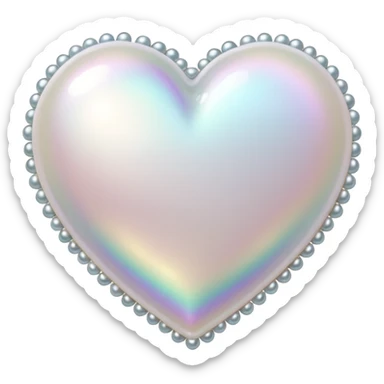 white heart with a pearl border sticker