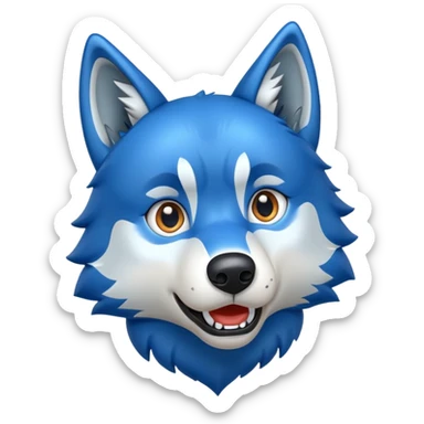 emoji lobo azul mirando a la izquierda sorprendido sticker