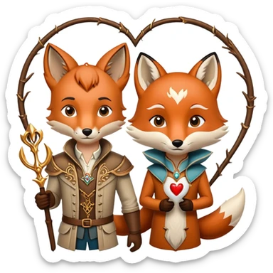 archer and fox together, magical fairytale, ornate details, inspired by 'Once Upon a Broken Heart' sticker