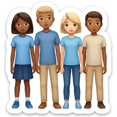Seven boys and three girls standing together as a group sticker