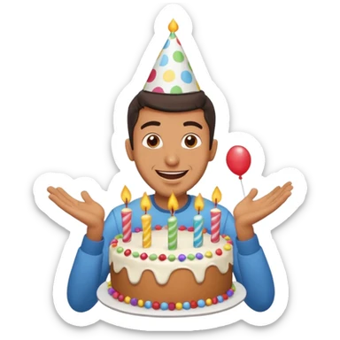 an arabic guy blowing something up with a silly face sticker