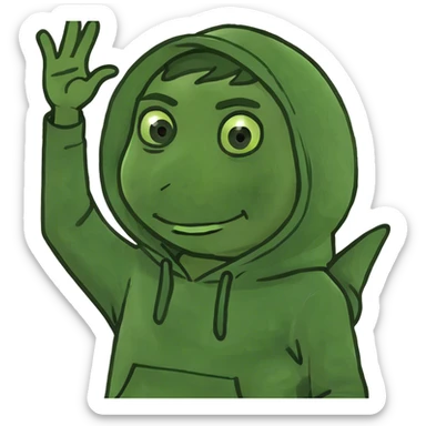 Boy saying hi with a hoodie  sticker