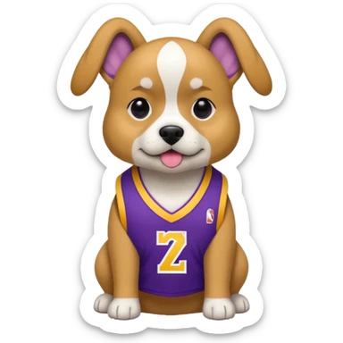 Dog wearing Lakers jersey  sticker