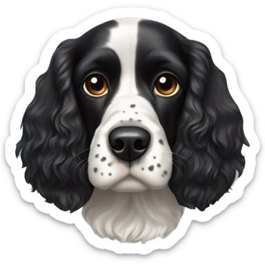 black and white cocker spaniel with nose spots sticker