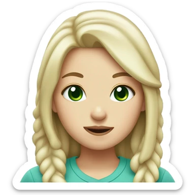 white girl with green eyes sticking her tongue out while doing peace sign sticker