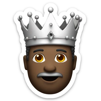 a black and white king emoji with a crown sticker