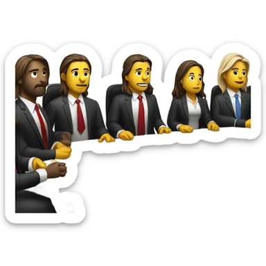 the last supper wearing suits in a modern office sticker