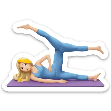 Blonde long hair lady doing Pilates sticker