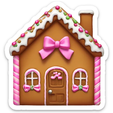 Gingerbread house with a pink bow  sticker