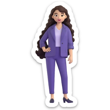 Trendy fashionable woman with long loose wavy hair wearing chic clothes sticker