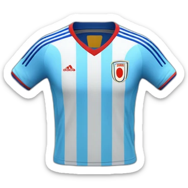 maillot de foot japon bleu avec ecrit au dos "Lehout" en jaune sticker