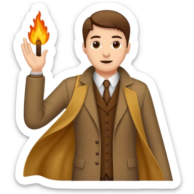 Ein Detektiv Mann  in Mantel interviewt eine Putzfrau in putzgewand  sticker