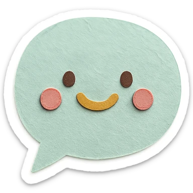 soft pastel cute speech bubble for journal annotations, paper craft style, with a smiling face sticker