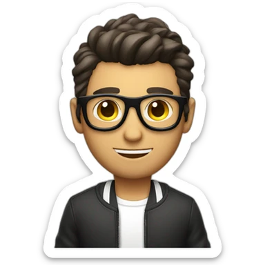 Italian guy with short hairs and black sunglasses and italian-like clothes and a malicious play boyish smirk sticker