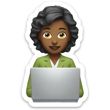marketing woman with computer screen sticker