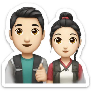Korean boy with Korean girl who has 2 pony tails sticker