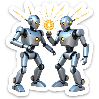 robotic fight between two futuristic robots  sticker