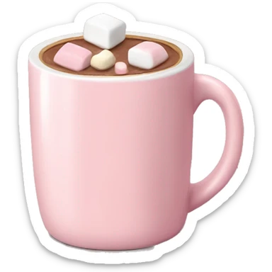 Light Pink mug of hot chocolate with marshmallows  sticker