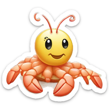 Shrimp sat on top of a cookie surrounded by sparkles and fairy lights sticker