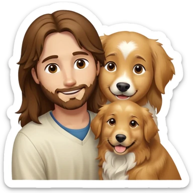 Can u make Jesus with 2 golden retrievers. One a brown and a white golden retriever? sticker