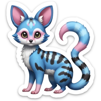 Rare realistic cool cute epic aesthetic colorful Amaura-Sylveon-Civet-Genet-species-Fakemon-hybrid-creature, with markings, full body sticker