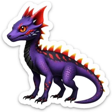 Rare realistic exotic edgy gothic gloomy cool badass epic pretty beautiful handsome gorgeous aesthetic colorful vibrant Vernid-Trico-species-Fakemon-Salandit-hybrid-creature by LiLaiRa, 4 legs, 1 tail, random markings, (full body) sticker