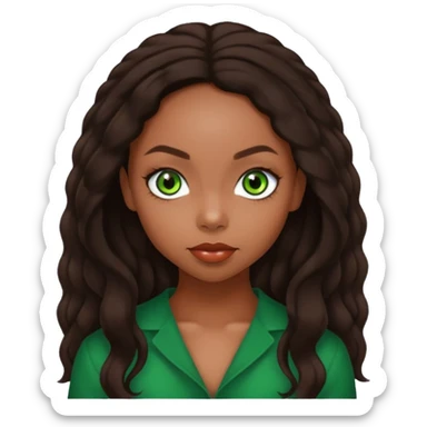 Logan Browning with dark brown long hair, green eyes sticker