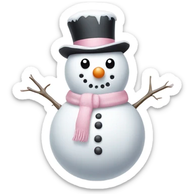 Cute white and light pink snowman sticker