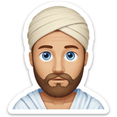 blue eyed desert bearded man cowered with creme cloth sticker