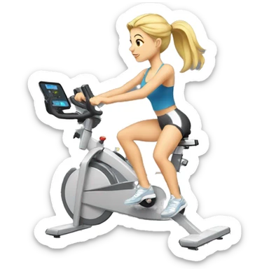 Blonde woman with ponytail on stationary bike sticker