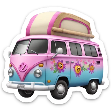 pink hippie van sticker