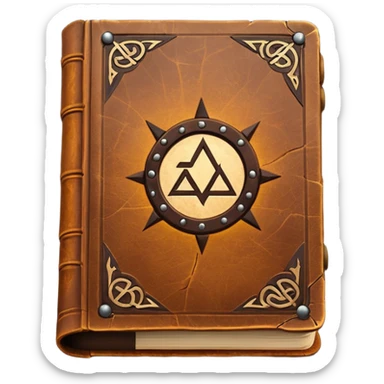 Spell Book – Old leather book glowing with runes sticker